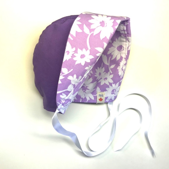 Cotton Baby Bonnet, Fine Designer Print, Reversible - Picture 3 of 6